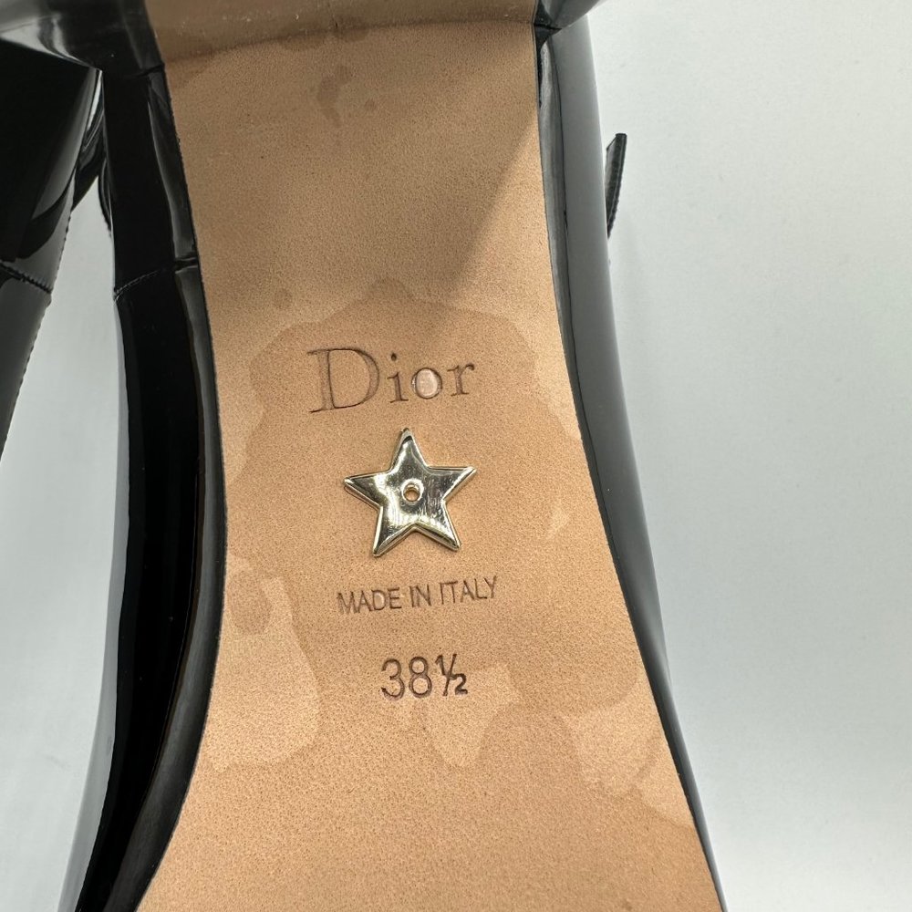 Dior La Parisienne Black Patent Leather Pump with Silver Heel & Ankle Strap FW22 - Picture 10 of 12